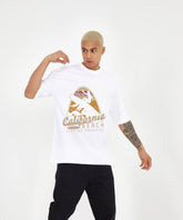 Ghadzi Surfing Paradise Graphic Printed Oversized White T-Shirt