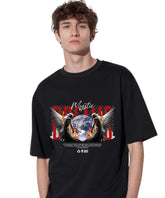 Ghadzi Mystic Dreams Angle Printed Oversized Black T-Shirt