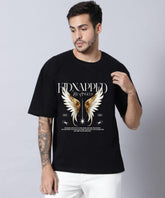 Ghadzi Kidnapped Angels Graphic Printed Oversized Black T-Shirt