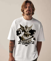 Ghadzi Evolve Eternal Graphic Printed Oversized White T-Shirt