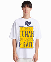 Ghadzi Pirate Quote Graphic Printed Oversized White Summer T-Shirt
