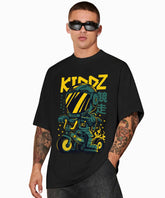 Ghadzi KIDDZ Hyperstars Oversized Black Graphic Summer T-Shirt