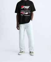 Ghadzi Team Haas Formula Racing Graphic Printed Black Oversized T-Shirt