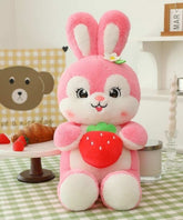 Ghadzi Cute Pink Bunny Plush Toy with Strawberry