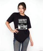 Ghadzi Grand Prix Racing Graphic Printed Oversized Black T-Shirt