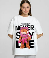 Ghadzi Never Say Die Astronaut Bear Oversized White T-Shirt