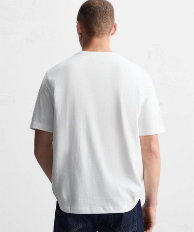 Ghadzi Hollow Angle Graphic Printed Oversized White T-Shirt