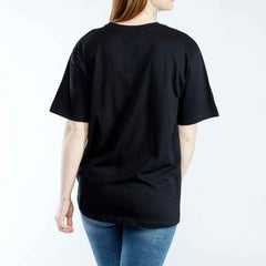 Ghadzi Mighty Angel Graphic Printed Oversized Black T-Shirt