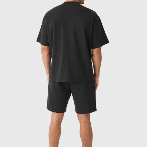 Ghadzi Sky War Angle Graphic Printed Oversized Black T-Shirt