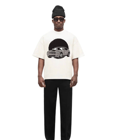 Ghadzi Black Supercar Graphic Printed Oversized T-Shirt