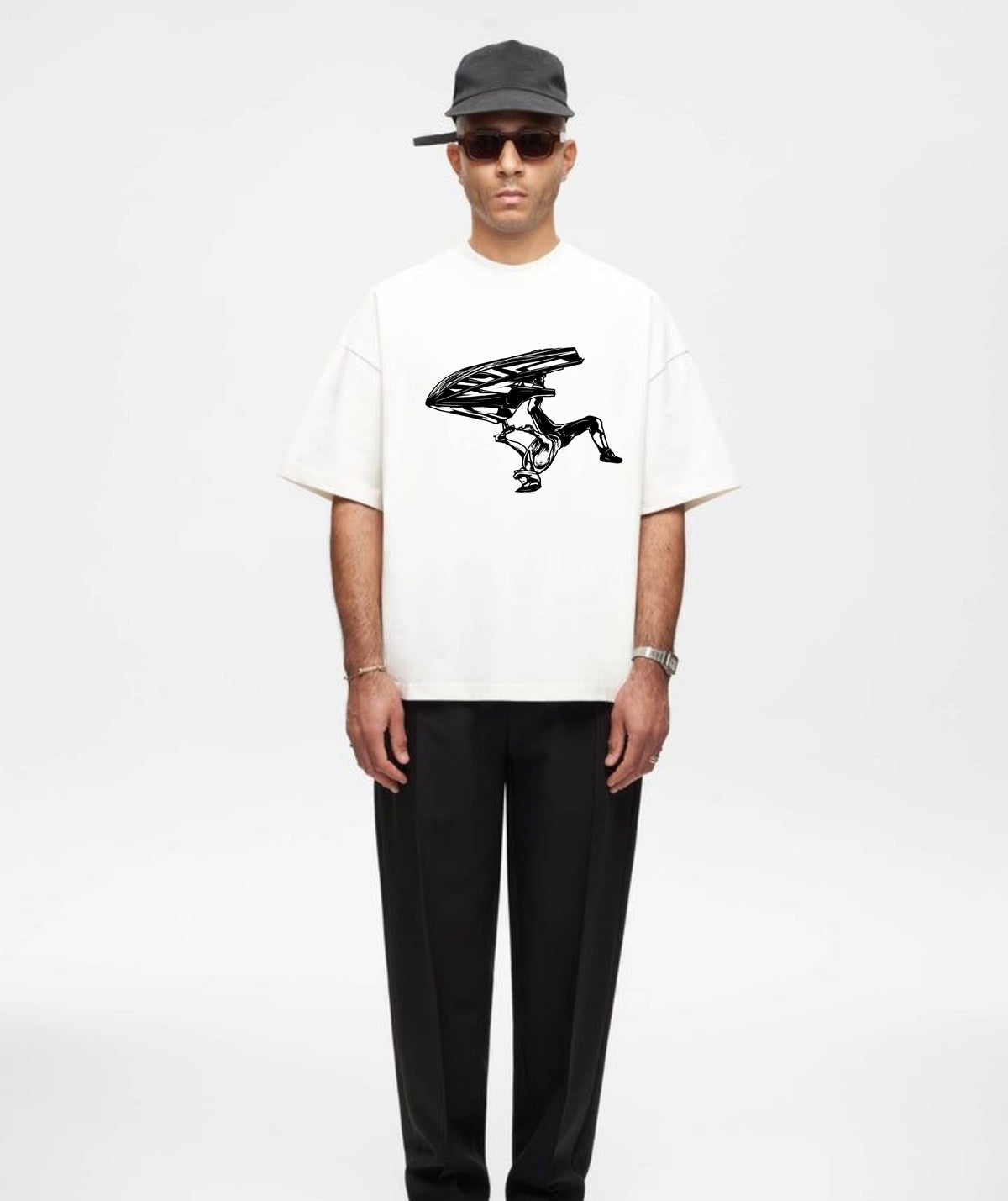 Ghadzi Classic Graphic Printed Oversized White T-Shirt