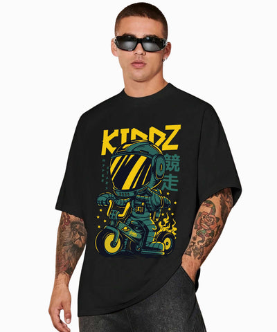 Ghadzi KIDDZ Hyperstars Oversized Black Graphic Summer T-Shirt