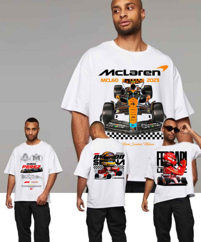 Ghadzi Formula Racing Graphic Printed White T-Shirt