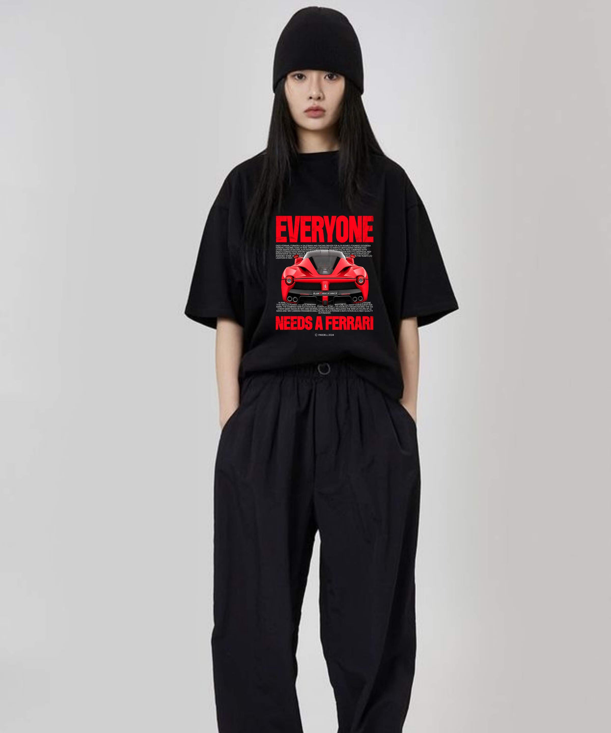 Ghadzi Everyone Needs a Ferrari Graphic Printed Black T-Shirt
