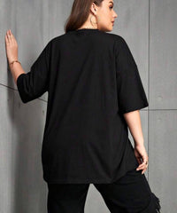 Ghadzi Astronaut Oversized Printed Graphic Black T-Shirt