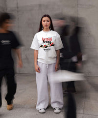 Ghadzi Grand Prix Championship Graphic Printed Oversized White T-Shirt