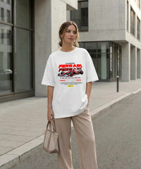 Ghadzi Ferrari SF Formula Racing Graphic Printed Oversized T-Shirt